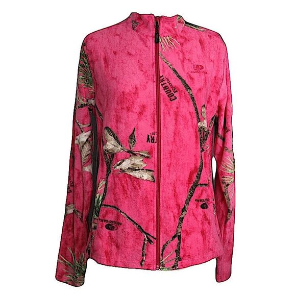 Mossy Oak Jackets & Blazers - Women's MOSSY OAK Country Roots Hot Pink Camo Full Zip-Up Fleece Jacket S L